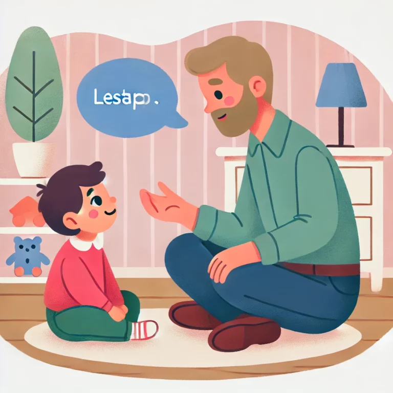 A father learning communication skills with his son after sharing with therapist, my child never listens to me